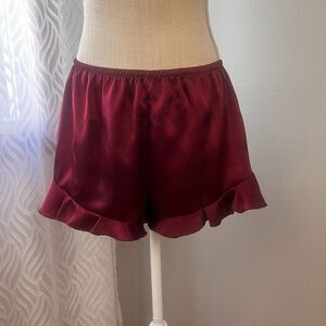 Lulus Maroon Ruffle Hem Sleep Shorts Size M Intimates